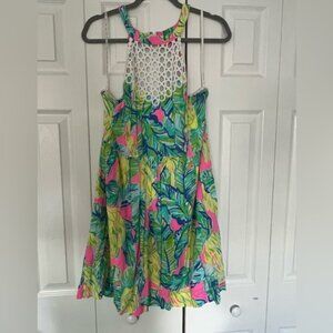 NWT Lilly Pulitzer Kinley Dress,Size 14, Pink Sunset Local Flavor Print